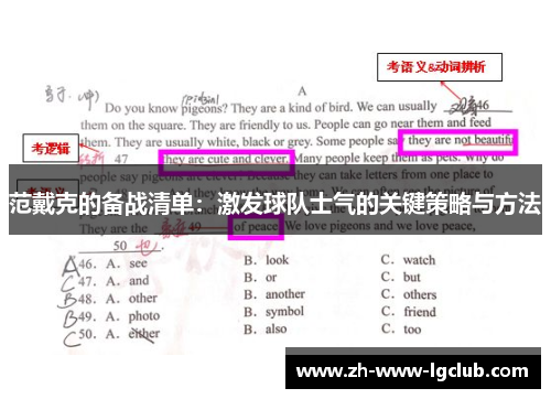 范戴克的备战清单：激发球队士气的关键策略与方法