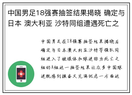 中国男足18强赛抽签结果揭晓 确定与日本 澳大利亚 沙特同组遭遇死亡之组